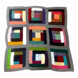 Handmade knit quilt multicolor 50x50 Amish Afghan blanket throw log cabin brick